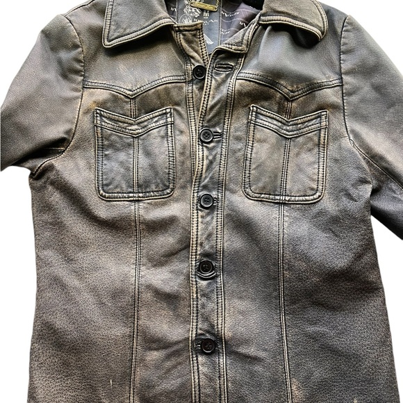 Renaur vintage distressed Biker jacket unisex size medium - Picture 4 of 9